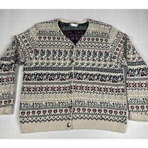 Vintage Northern Reflections Women  L Blue Embroidered 100% Cotton Sweater